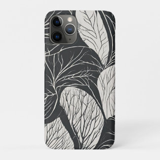 Schwarz-weiße botanische Blattkunst Case-Mate iPhone Hülle