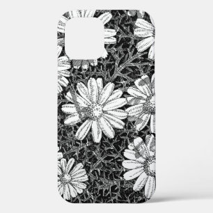 Schwarz-weiße botanische Gänseblümchen-Tinte-Zeich Case-Mate iPhone Hülle