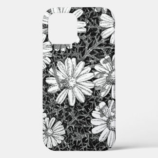 Schwarz-weiße botanische Gänseblümchen-Tinte-Zeich Case-Mate iPhone Hülle