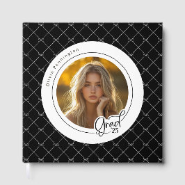 Schwarz-weiße Bows Elegante Modernes Foto Grad Gästebuch