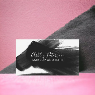 Schwarz-weiße Brushstrokehaar-Make-uptypographie Visitenkarte