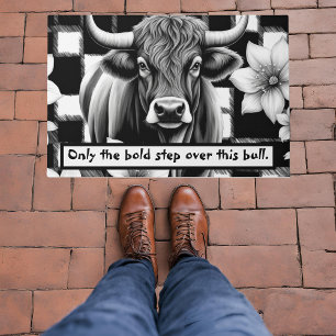 Schwarz-weiße Buffalo Karo Kuh Blume Fußmatte