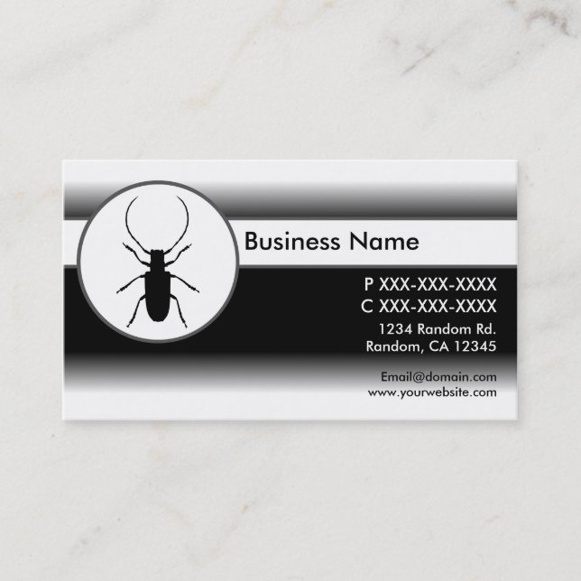 Schwarz-weiße Bugkarten Visitenkarte (Vorderseite)