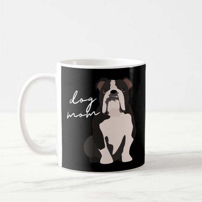 Schwarz-weiße Bulldog-Mama Kaffeetasse (Links)