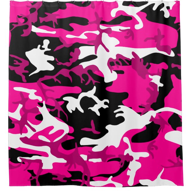 Schwarz-weiße Camouflage Duschvorhang (Vorderseite)