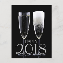 Schwarz-weiße Champagne-Flöte des glücklichen Feiertagspostkarte