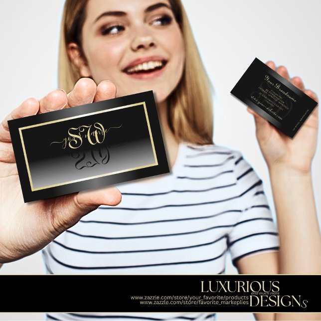 Schwarz-weiße Champagnerrahmen und -initialen Visitenkarte (Von Creator hochgeladen)