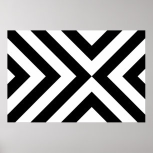 Schwarz-weiße Chevron-Muster Poster