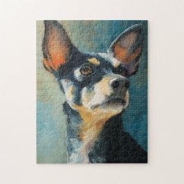Schwarz-weiße Chihuahua-Wasserfarben-Porträt Puzzle