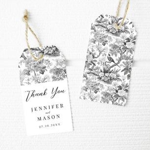 Schwarz-weiße Chinoiserie Wedding Danke, Geschenkt Geschenkanhänger