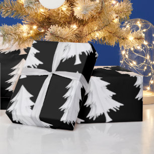 Schwarz-Weiße-Christbäume-Geschenkpapier Geschenkpapier