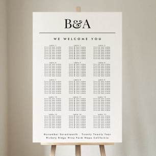 Schwarz-weiße Classic Mongram Seating Chart Poster