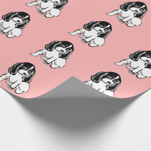 Schwarz-weiße Cocker-Spaniels Rosa Wrapping Paper Geschenkpapier