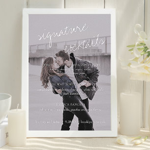 Schwarz-weiße Cocktails Menu Wedding Sign Poster