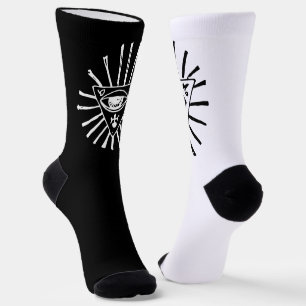 Schwarz-weiße Crew Socken für das dritte Auge