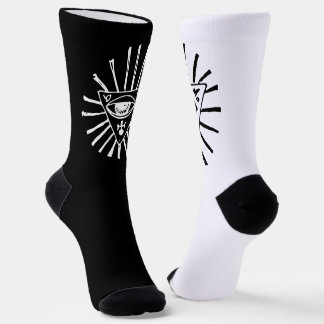 Schwarz-weiße Crew Socken für das dritte Auge