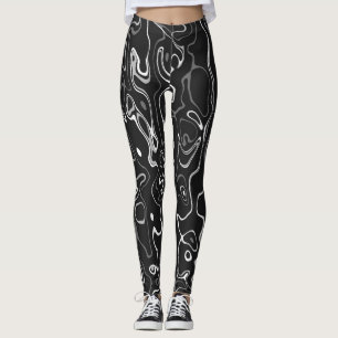 Schwarz-weiße Damaskus abstrakte Wirbel coole Must Leggings