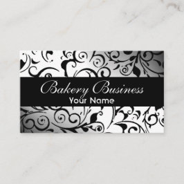 Schwarz-weiße Damast-Bäckereikarten mit künstleris Visitenkarte