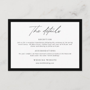 Schwarz-weiße Details Hochzeit des Monogrammkranze Begleitkarte