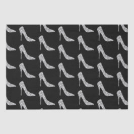 Schwarz-weiße Diamant High Heel Shoel Wedding Seidenpapier