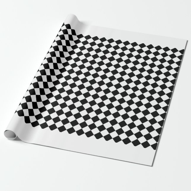 Schwarz-weiße Diamant-Schachbretter Geschenkpapier (Ungerollt)