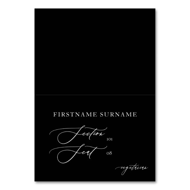 Schwarz-weiße DIY-Platzkarte Tischnummer (Vorderseite)