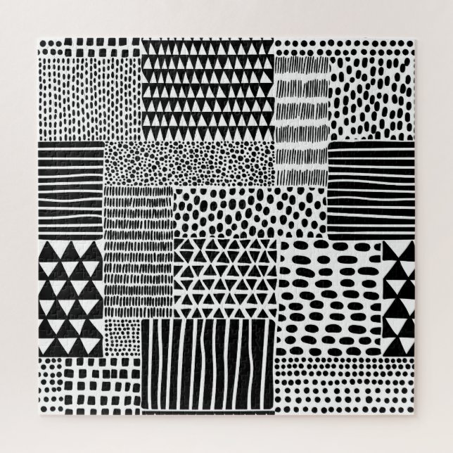 Schwarz-weiße Doodle: ethnisch nahtlos Puzzle (Vertikal)