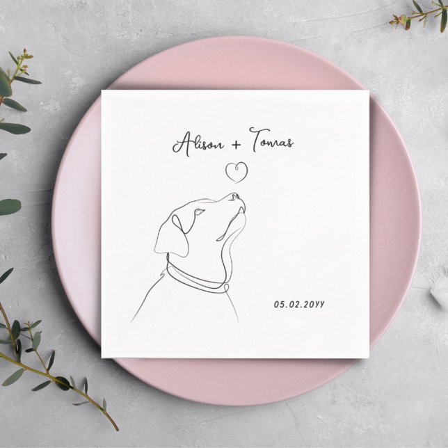 Schwarz-weiße Doodle-Verlobung-Hochzeitsmonographi Serviette (Von Creator hochgeladen)