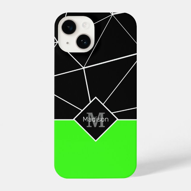 Schwarz-weiße Dreieck Geometrie negrün Monogramm iPhone Hülle (Rückseite)