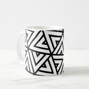 Schwarz-weiße Dreiecke Hexagons Monochrome Muster Kaffeetasse