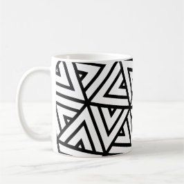Schwarz-weiße Dreiecke Hexagons Monochrome Muster Kaffeetasse