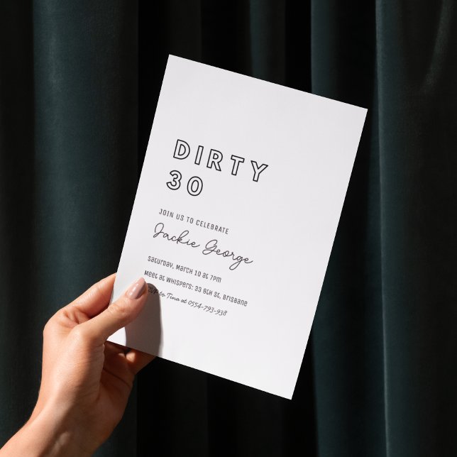 Schwarz-weiße dreissig, 30. Geburtstagsfeier Einladung (Von Creator hochgeladen)