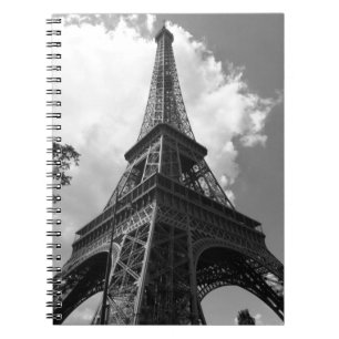 Schwarz-Weiße Eiffelturm in Paris Notizblock