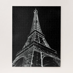 Schwarz Weiße Eiffelturm Paris Reise Vintage Puzzle
