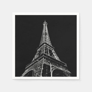 Schwarz Weiße Eiffelturm Paris Reise Vintage Serviette