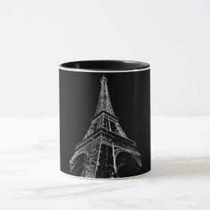 Schwarz Weiße Eiffelturm Paris Reise Vintage  Tasse