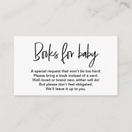 Schwarz-weiße einfache Bücher für Babywünsche Begleitkarte