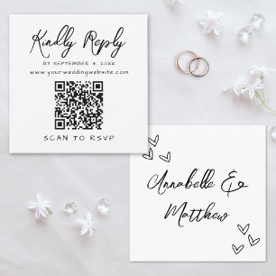 Schwarz-weiße einfache Elegant-QR-Codeantwort Begleitkarte