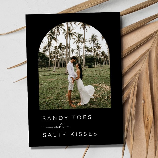 Schwarz-weiße einfache Hochzeit am Strand Save the Save The Date (Black White Simple Beach Wedding Save the Date)