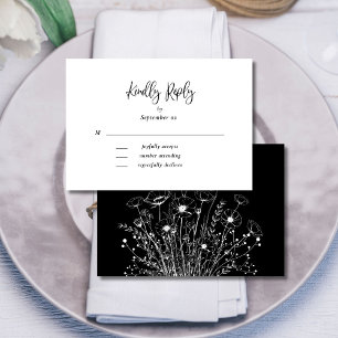 Schwarz Weiße Einfache Wildblumen Florale Hochzeit