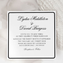 Schwarz-weiße Einladung zur Hochzeit in Monogram