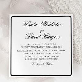 Schwarz-weiße Einladung zur Hochzeit in Monogram