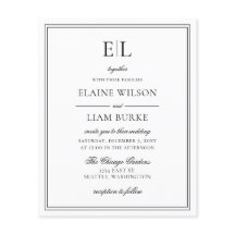 Schwarz-weiße Einladung zur Hochzeitsfeier