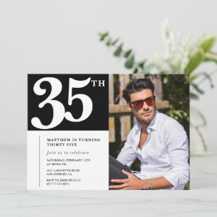 Schwarz-weiße Einladungen zum 35. Geburtstag