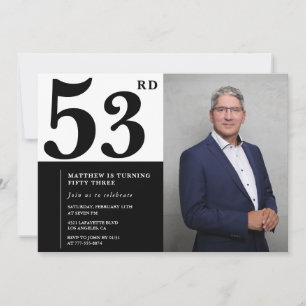 Schwarz-weiße Einladungen zum 53. Geburtstag Foto