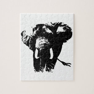 Schwarz-weiße Elefantenbilder Puzzle