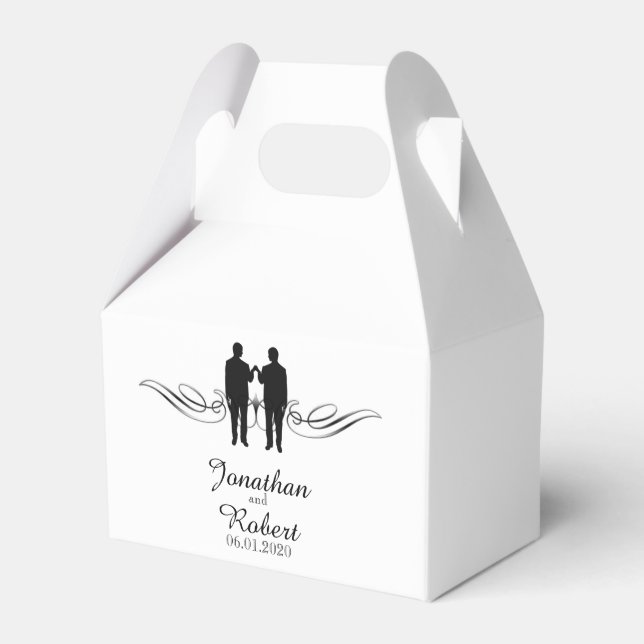 Schwarz-weiße Elegance Gay Gastgeschenk Hochzeit B Geschenkschachtel (Vorderseite)