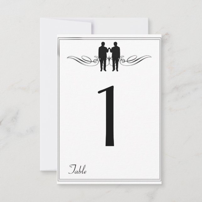 Schwarz-weiße Elegance Groom Wedding Tischnummer (Vorderseite)