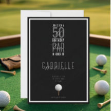 Schwarz-weiße elegante Golfball 50 Geburtstag Par-