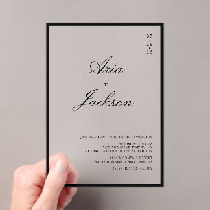 Schwarz-Weiße elegante Kalligrafie moderne Hochzei Acryleinladungen